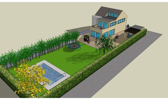 3D-visualisatie woning met tuin